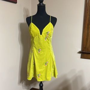 Urban Outfitters Velvet Embroidered Mini Dress